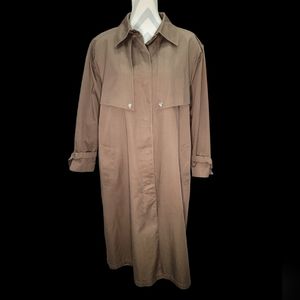 Vintage Women's Evan Picone Brown Trench Coat with Removable Liner 12P